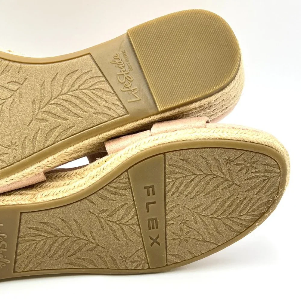 8W 8 WIDE Lifestride Siesta Taupe Blush Microsuede Espadrille Wedge Sandal Shoes